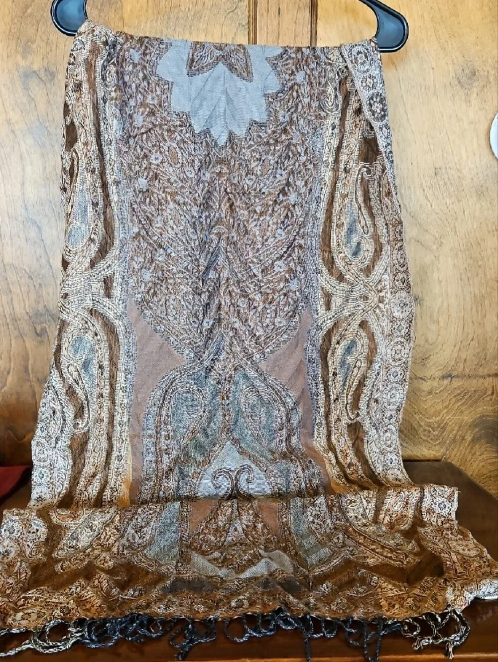 Brown and Tan Paisley Scarf